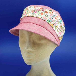 Casquette femme cubaine lin et coton fraise