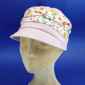 Casquette femme cubaine lin et coton poudré
