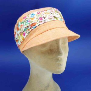 Casquette femme cubaine lin et coton mandarine
