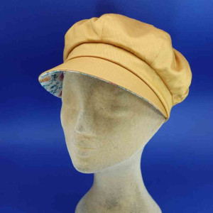 Gavroche réversible en coton pour femme moutarde