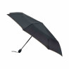 Parapluie piganiol femme noir leopard pliant fabriqué en FRANCE :  garniture - leopard, couleur - noir