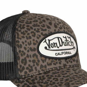 VON DUTCH casquette trucker baseball filet leopard marron
