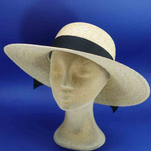 Grande capeline paille cousue femme ceremonie