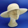Grande capeline paille cousue femme ceremonie beige :  garniture - beige, taille - M.56.57cm