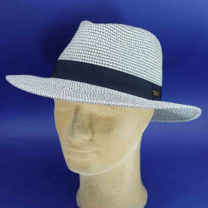 Chapeau traveller tresse papier bleu
