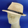 chapeau raphia homme garniture cuir fedora :  garniture - cuir marron, taille - 57cm