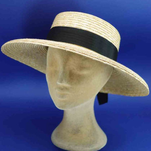 Capeline grand bord femme paille cousue