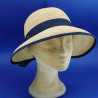 Chapeau cloche Raphia crochet naturel et marine :  garniture - marine, Taille Réglable - par lacet de 54cm à 58cm
