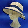 Chapeau cloche Raphia crochet naturel et marine :  garniture - marine, Taille Réglable - par lacet de 54cm à 58cm