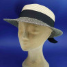 Capeline casquette naturel beige noir tresse papier : couleur - naturel/noir, Taille Réglable - de 54 à 58cm