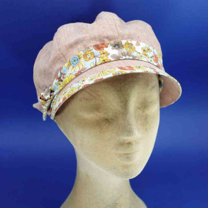 Gavroche lin brique fleuri femme