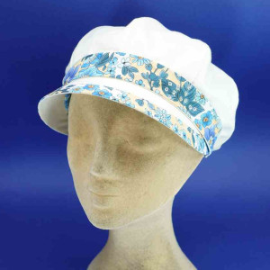 Gavroche lin blanche fleuri femme