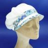 Gavroche lin blanche fleuri femme : couleur - blanchi, taille - élastiqué de 54 cm à 59 cm