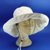 Capeline ANTI UV très grand bord femme beige : couleur - beige, Taille Réglable - de 57 à 59cm