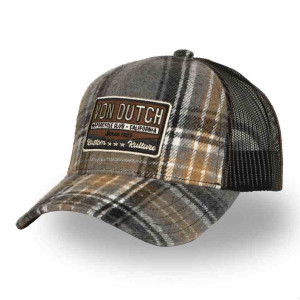 VON DUTCH casquette trucker baseball snapback car flanelle carreaux grise