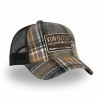 VON DUTCH casquette trucker baseball snapback car flanelle carreaux grise : couleur - gris, Taille Réglable - de 55 à 60cm