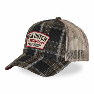 VON DUTCH casquette trucker baseball patch carreaux beige