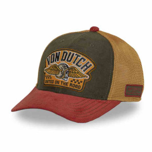 VON DUTCH casquette trucker baseball premium velours cotelé orange