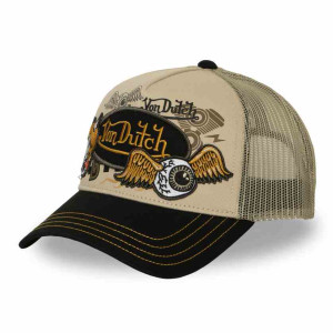 VON DUTCH casquette trucker baseball patch et print beige