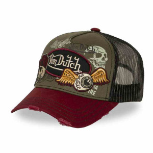 VON DUTCH casquette trucker baseball patch et print bordeaux