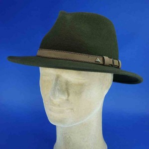Chapeau feutre de laine traveler loden garniture cuir