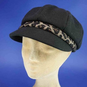 gavroche hiver polyester leopard noir femme