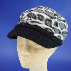 gavroche hiver laine polyester leopard noir femme