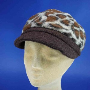 gavroche hiver laine polyester leopard brun femme
