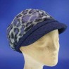 gavroche hiver laine polyester leopard bleu femme : couleur - bleu , taille - elastiqué de 54 cm à 58 cm